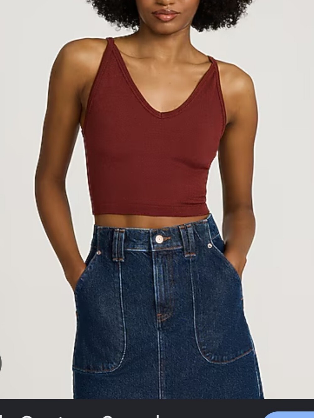 Express Women's Ribbed V-Neck Crop Tank -Burgundy, SZ S/M